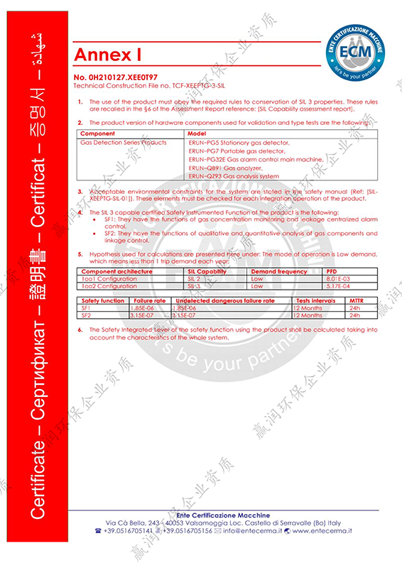 西安赢润环保科技集团有限公司获得“SIL证书认证”SIL证书认证